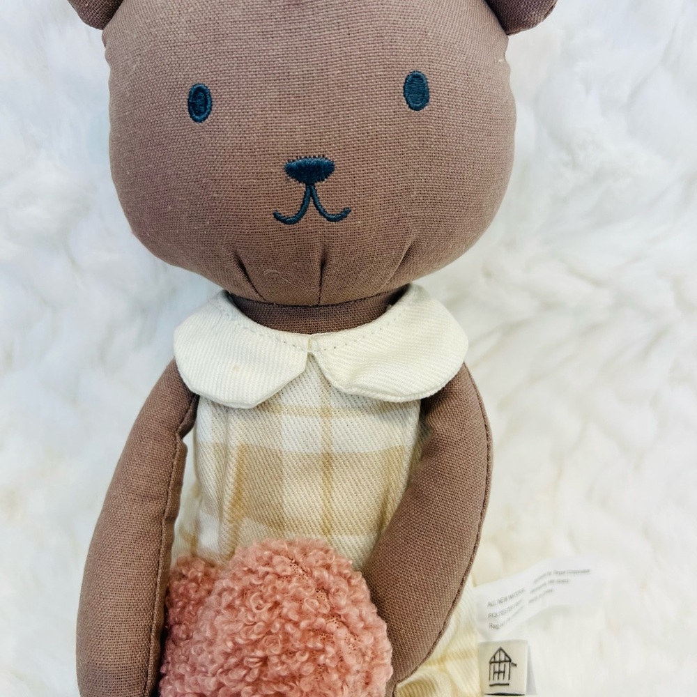 Brown Plush Bear Doll with Cream Outfit
